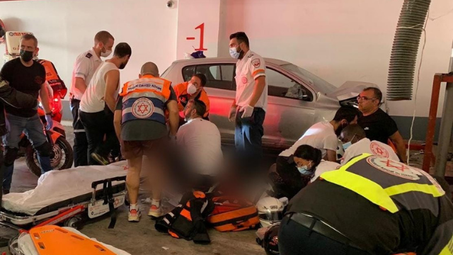 זירת התאונה בחניות התת קרקעי